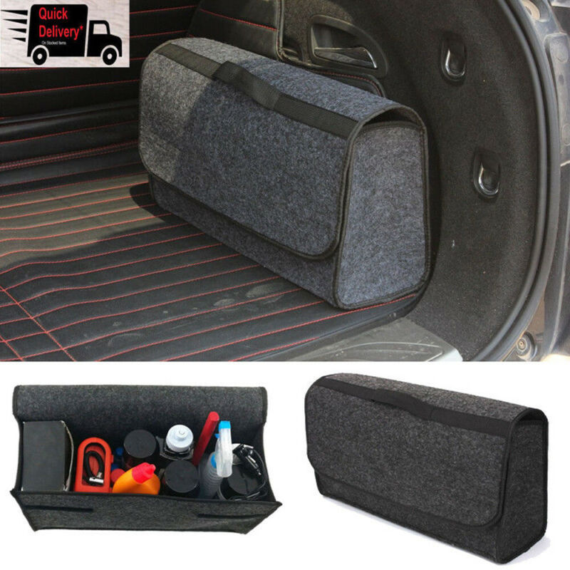 Multi-use Gray Felt Trunk Organizer Car SUV Storage Bag Travel Boot Box Foldable