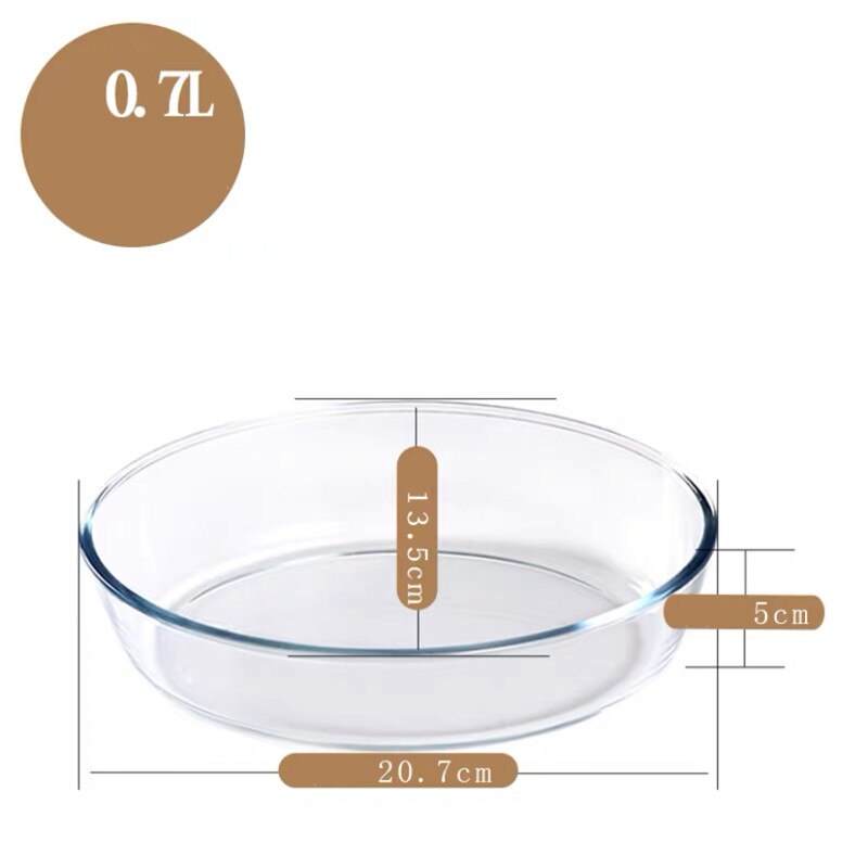 Heat Resistant Glass Dessert Plate Household Microwave Oven Baking Tray Oval Transparent Salad Fish Plate Tableware: 0.7L
