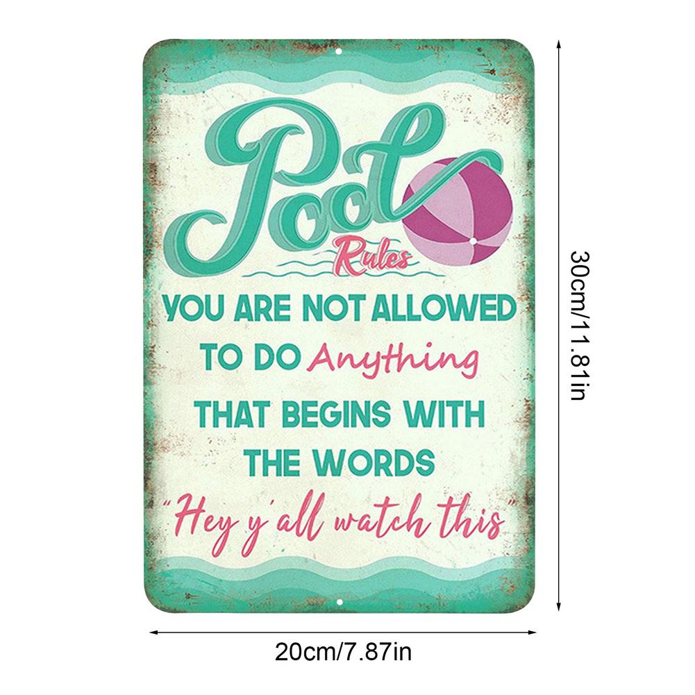 30*20cm Aluminum Alloy Swimming Pool Decoration Sign Warning Rules Sign Outdoor Summer Decoration Pendant Accessories Supplies: F