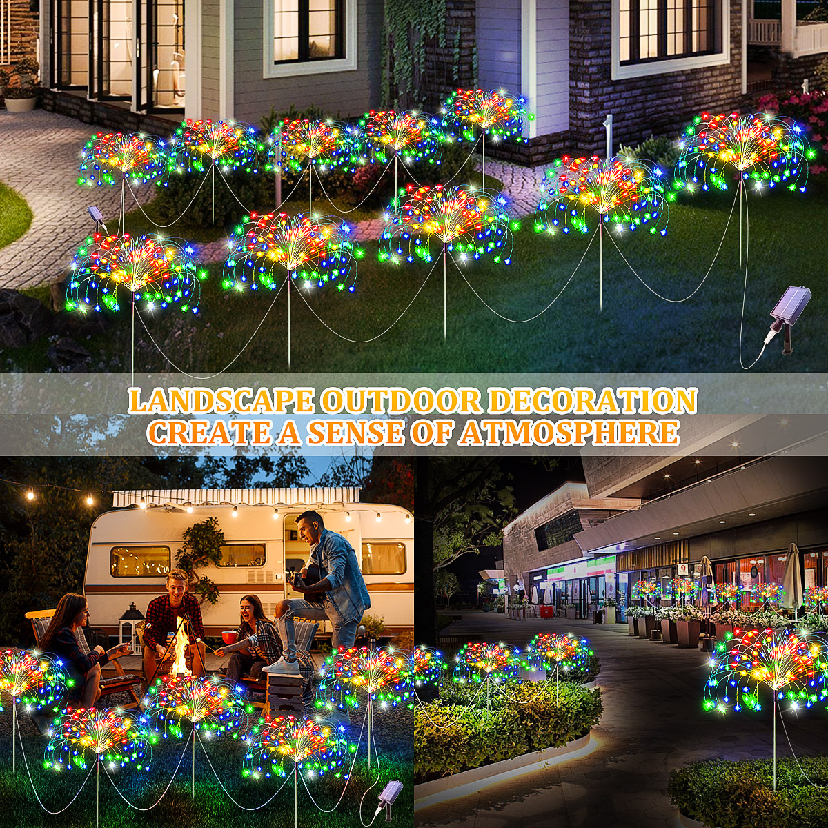 5 stuks 400 LEDS zonne-energie vuurwerk licht buiten zonne-licht waterdichte LED kerstverlichting 8 modi verlichting voor tuin gazon tuin