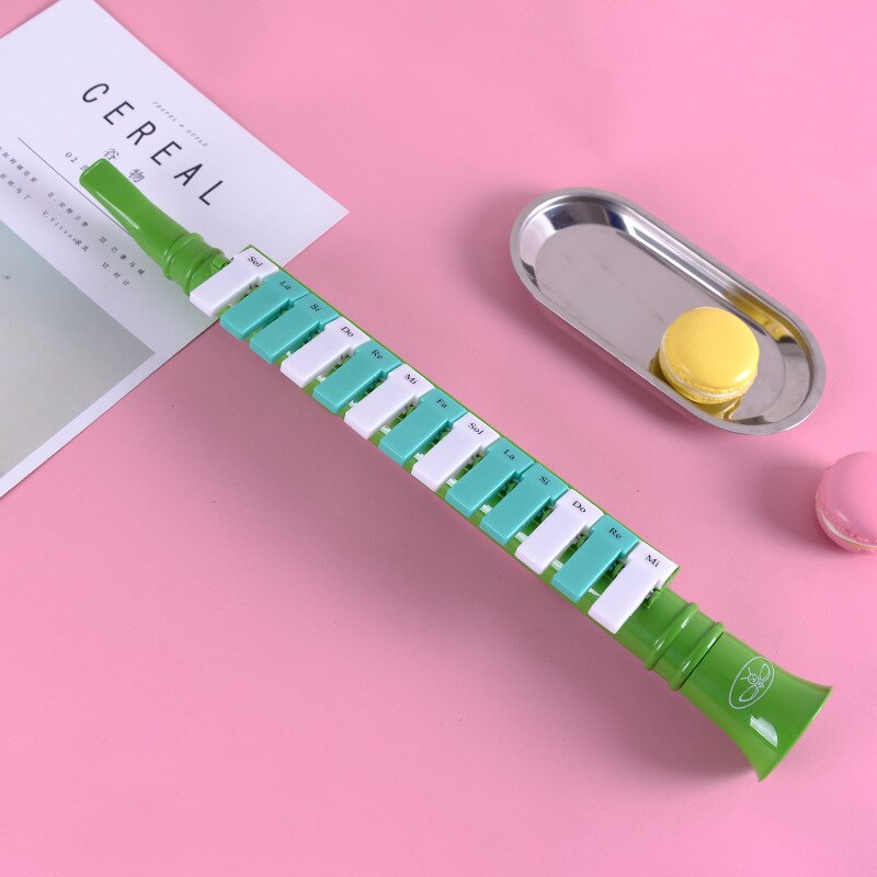 Material didáctico de música de 13 teclas para estudiantes y niños, instrumento de viento para iluminación, caja de color: Verde