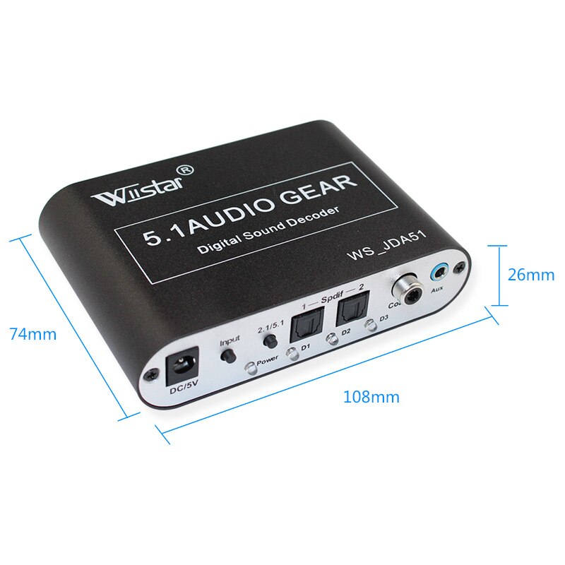 Wiistar 5.1 Digitale Audio Decoder SPDIF Coaxiale RCA DTS AC3 5.1 Analoge Decoder Converter Uitgang Adapter Surround geluid