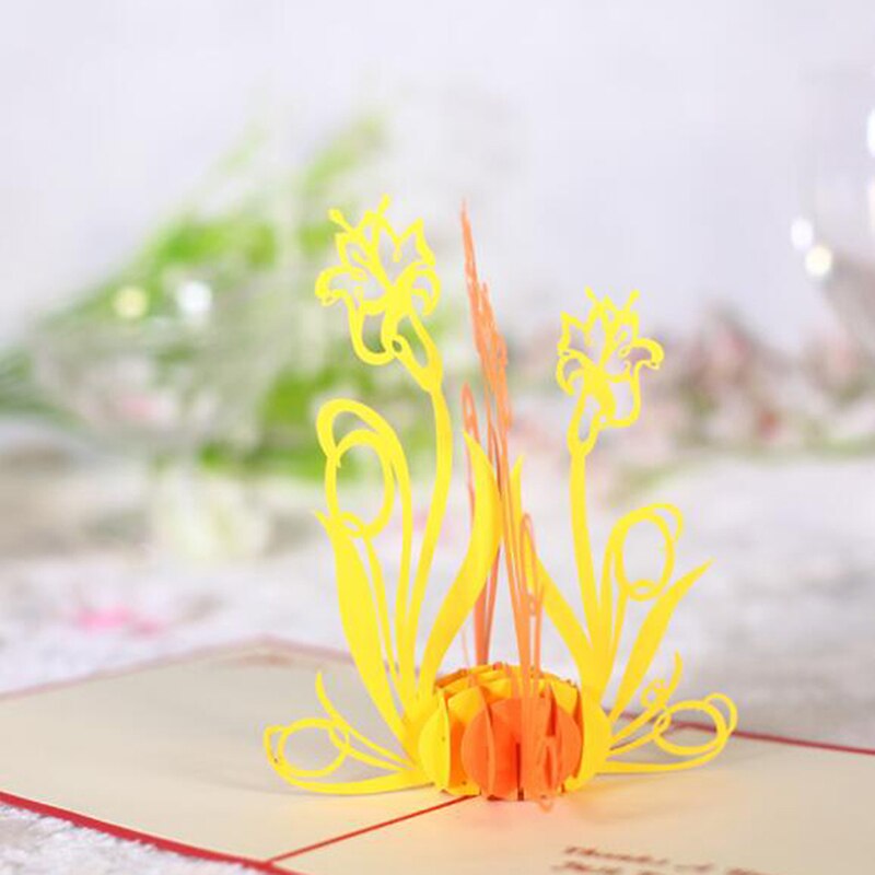 DIY Handmade Greeting Card Three-dimensional Greeting Card 3D Flower Happy Birthday Postcard with Envelope: style1