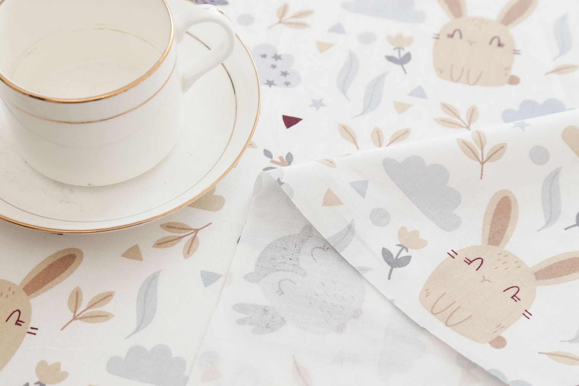 Tela de algodón con de búho y conejo para manualidades, tejido de tela de 100% con de flecha, ideal para la confección de vestidos de bebé, tejido de paño tilda