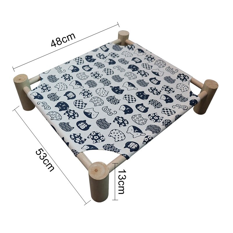 Cama elevada extraíble para gatos, casa de madera de lona transpirable para conejos pequeños, suministros para perros: 5 White Cat
