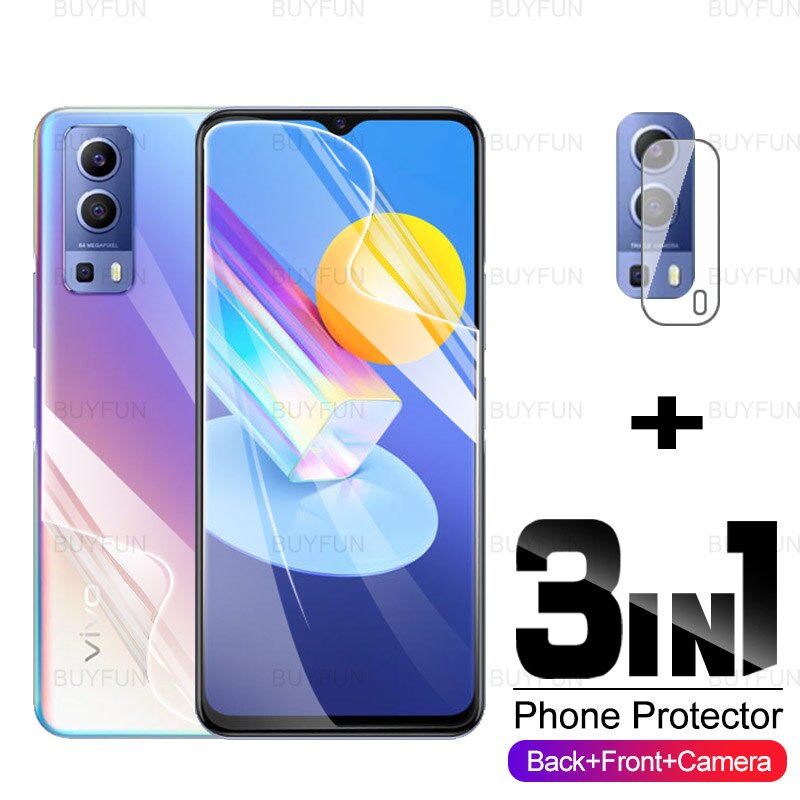 3in1 Hydrogel Film Für VIVO Y72 5G 6,58 zoll HD Vorderseite + Rückseite Bildschirm Schutz Kamera Objektiv Film Für vivo vi vo Y52 Y 52 72 52Y 5G: Pro vivo Y52 5G