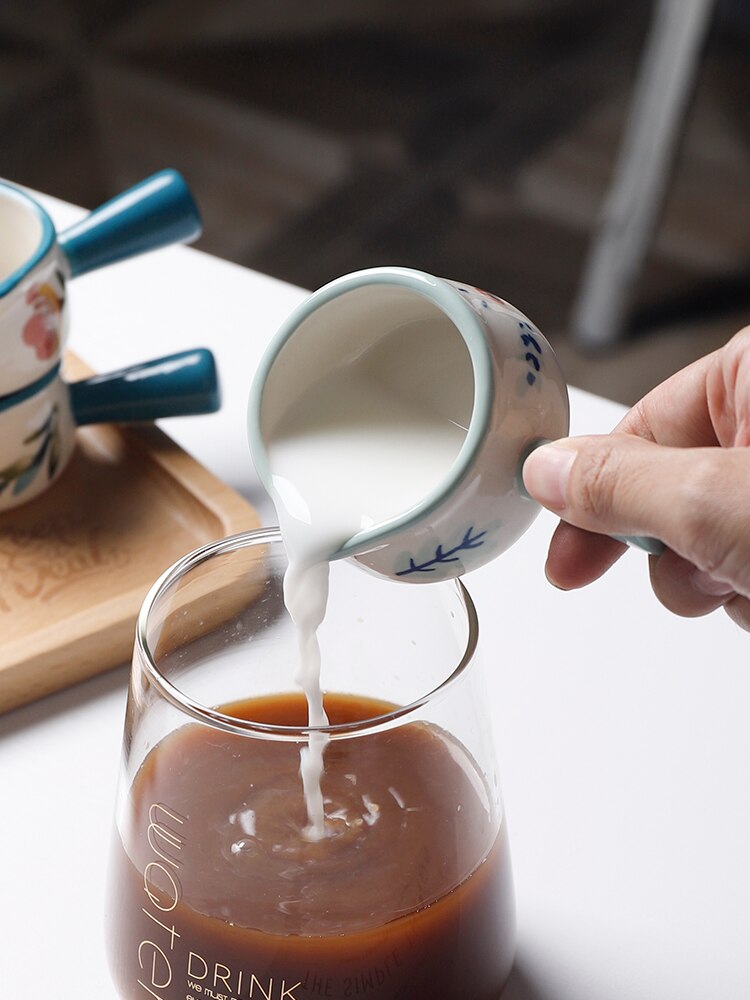 Modern ceramic small milk jug mini milk cup with handle milk jug coffee cup home breakfast salad oatmeal bowls cute tableware