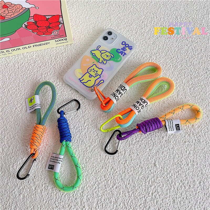 Fluoreszierende geflochtene Schlüsselband Universal- keychain Schlüsselband für schlüssel kurze Lanyards ornamente für taschen seil anhänger telefon charme