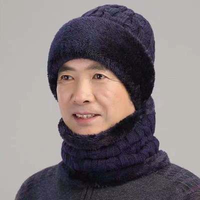 2 stuks skimuts sjaal koud warm winter muts voor dames heren gebreide muts muts warme muts moeder vader muts skullies mutsen: Marine