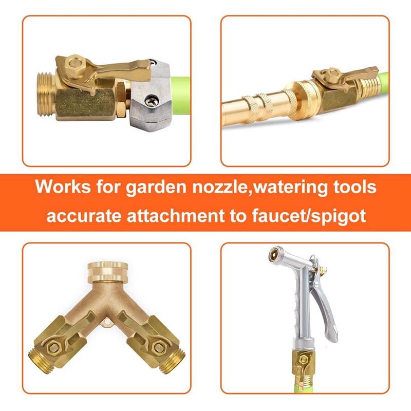 Hose Shut Off Valve, 3/4 Inch Brass Garden Hose Shut Off Valve Faucet Heavy Duty Water Flow Control Hose Connector