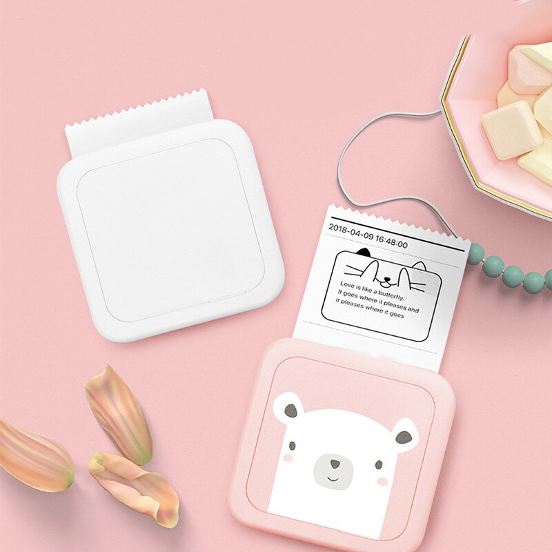 Bluetooth Photo Printer Portable Mini Sticker Thermal Rechargeable for Mobile Phone: pink printer