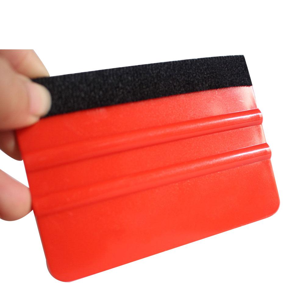 5Pcs Felt Edge Squeegee Car Vehicles Wrapping Vinyl Tools Squeegee Thick Felt Scraper Applicator: Red