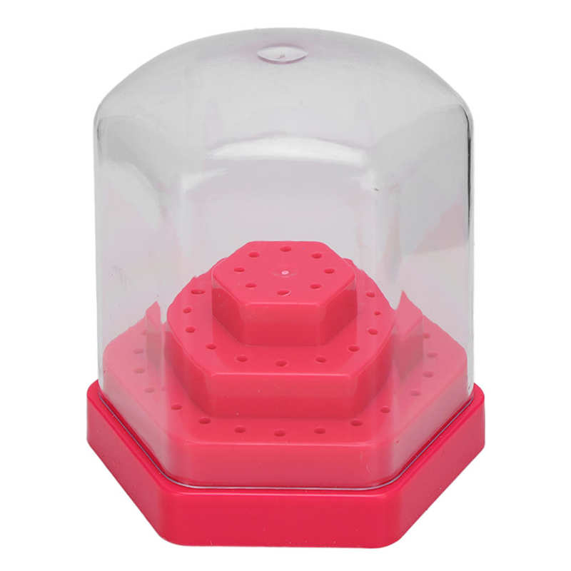 Nail Boren Houder Nail Boren Organizer Plastic Duurzaam Stofdicht Cover Voor Thuisgebruik Voor Nail Salon: Roze