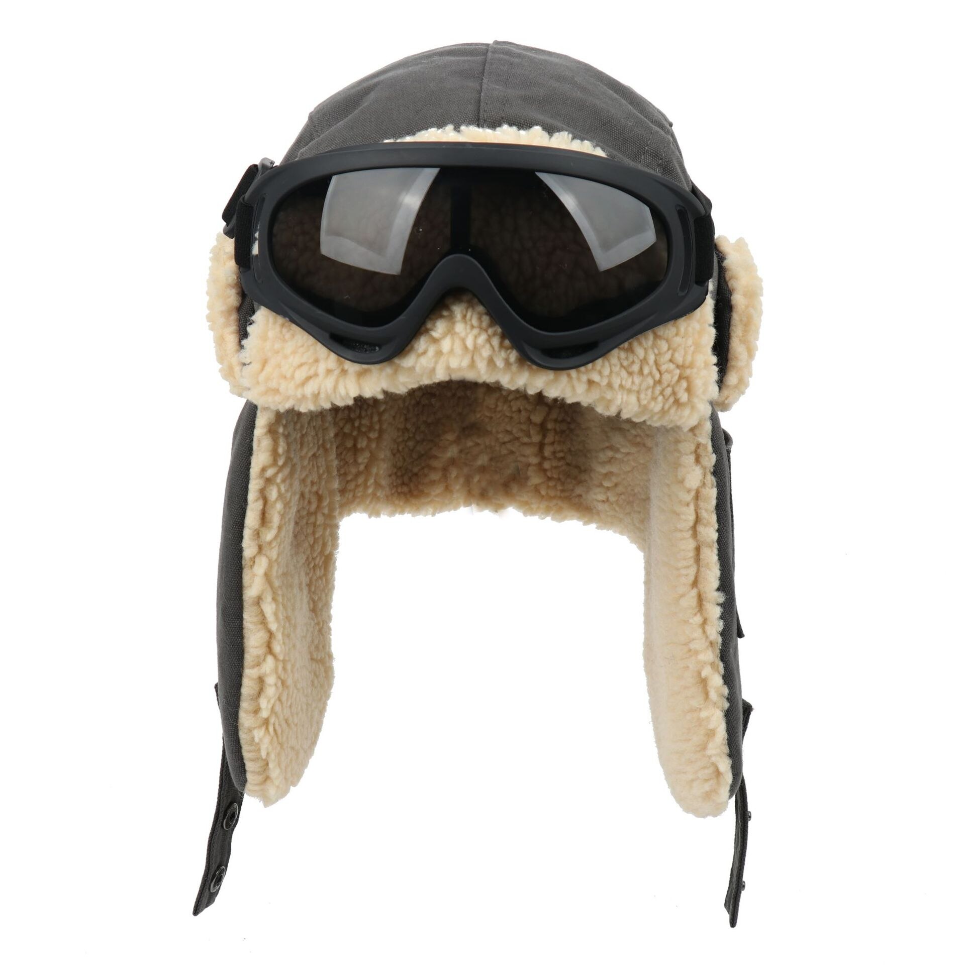 Gorro de aviador con mascarillas para niños y adultos, gorro impermeable de piloto, protección para las orejas, pasamontañas, de invierno,: Gray 1 Glasses