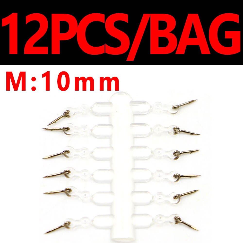 Wifreo 12 st metall bete spike karp fiske krok bete sting boilies stift med klart gummi majs ronnie hår rigg karp matare tackla: M 10mm 12 st