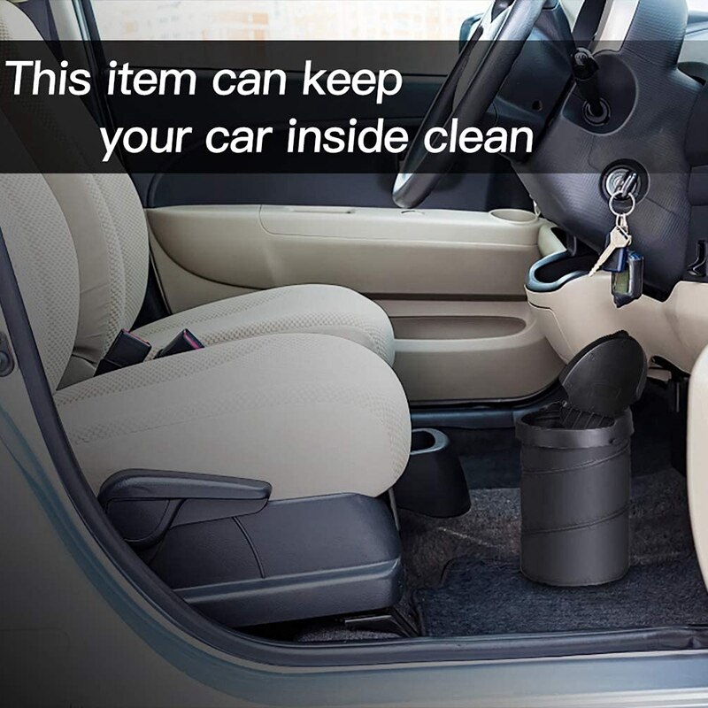 Coche basura portátil cubo de basura compacto plegable bolsa de residuos-cesta de basura Bin negro