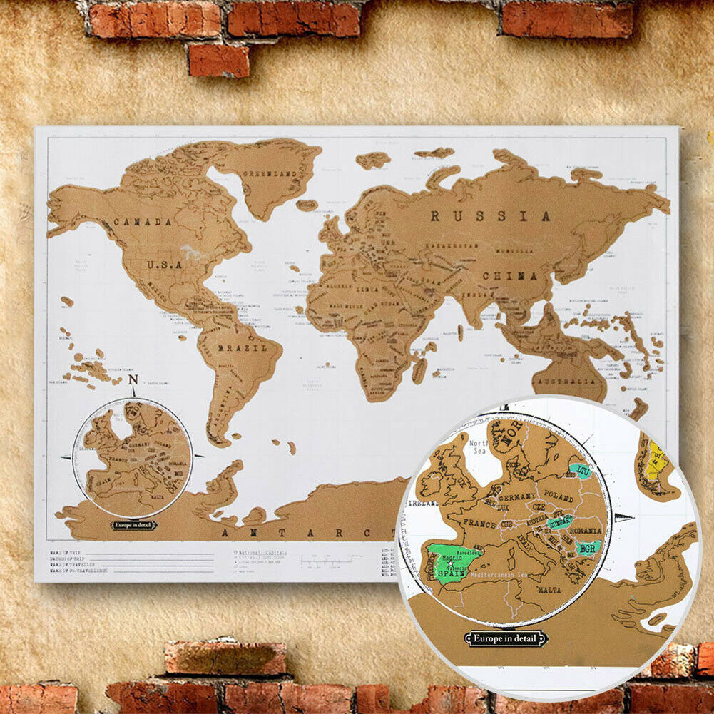 Deluxe Edition Scratch Map Met Scratch Off Laag Visuele Travel Journal Wereldkaart Voor Educatioin