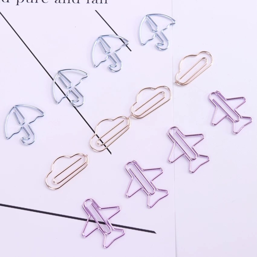 12PCS Cartoon Shape Paper Clips Notes DIY Bookmark Metal Binder Clips Notes Letter Paper Clips