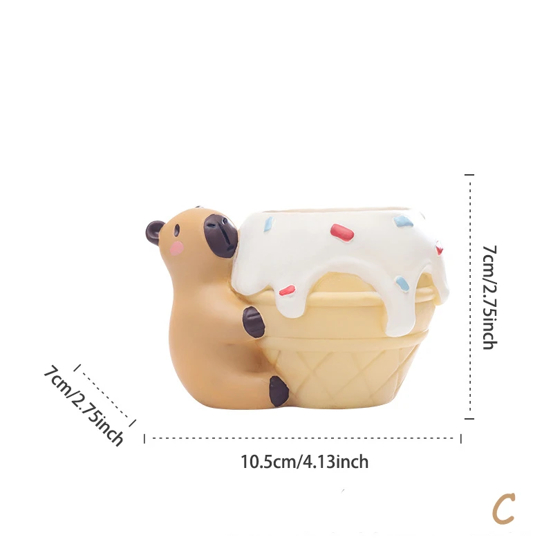 Bonito capivara pequeno vaso de plantas resina suculenta plantador para mesa escritório em casa mini ornamento jardim fadas vaso decoração: Vermelho
