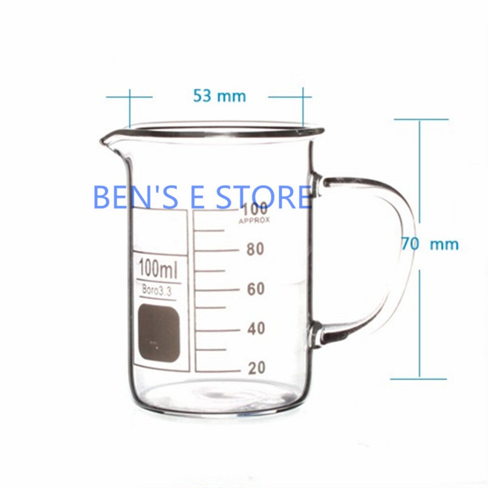 100mL Glass Beaker with Handle Chemical Lab Glassware Borosilicate Glass 3.3