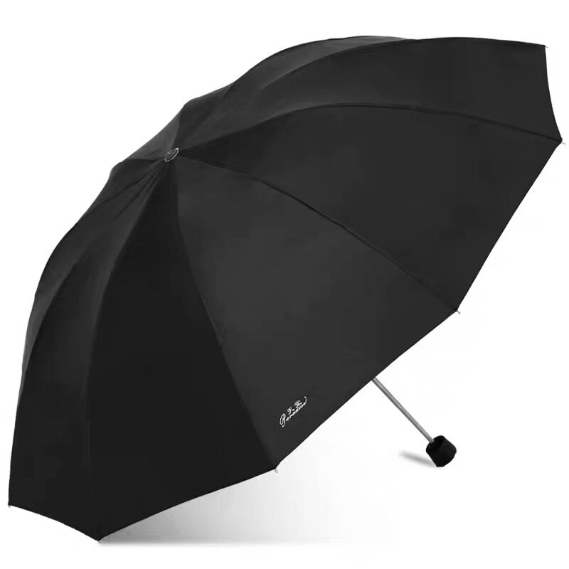 Sombrilla grande impermeable plegable negro con revestimiento Anti-UV mujeres hombres paraguas grandes: Black