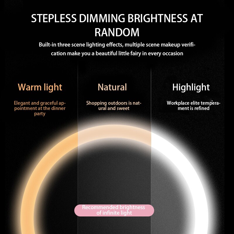 Makeup Mirror Smart Sensor Beauty Light Source Desktop LED Touch Screen Dimming Makeup Mirror Desktop Female Beauty Mirror