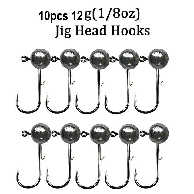 Hameçon de pêche à tête plombée pour ver mou, crochet de pêche à tête plombée, 2g 3g 5g 7g 10g 15g 20g, 5 pièces/10 pièces: 10pcs 12g fishhook