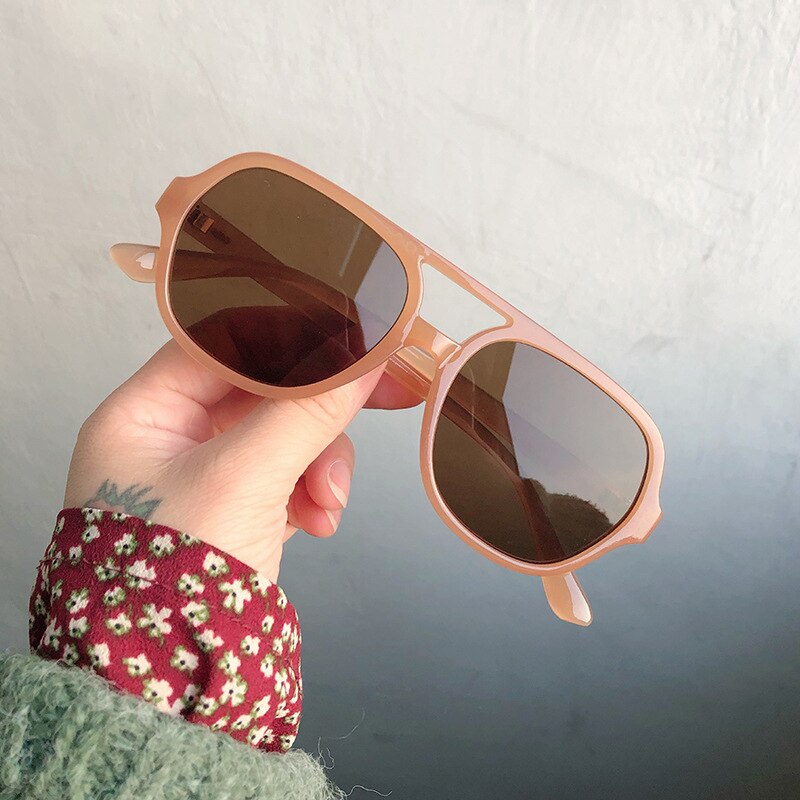 Ovza tvillingbjelker store briller med gjennomsiktige briller kvinners sorte rammer briller menn  s5000: Brunbrun