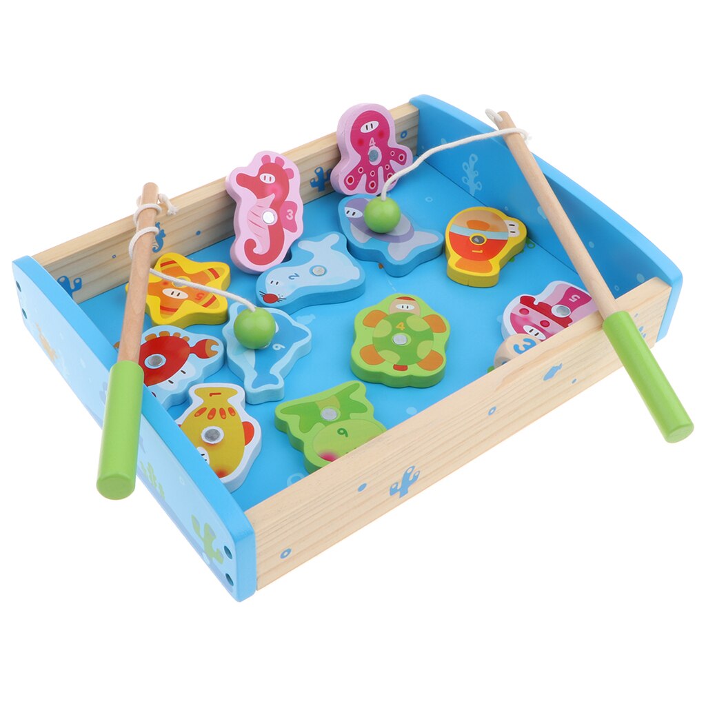 Baby Developmental 15pcs Wooden Magnetic Numbers Fishing Game Toy, Fine Motor Skills, Early Learning, Birthday