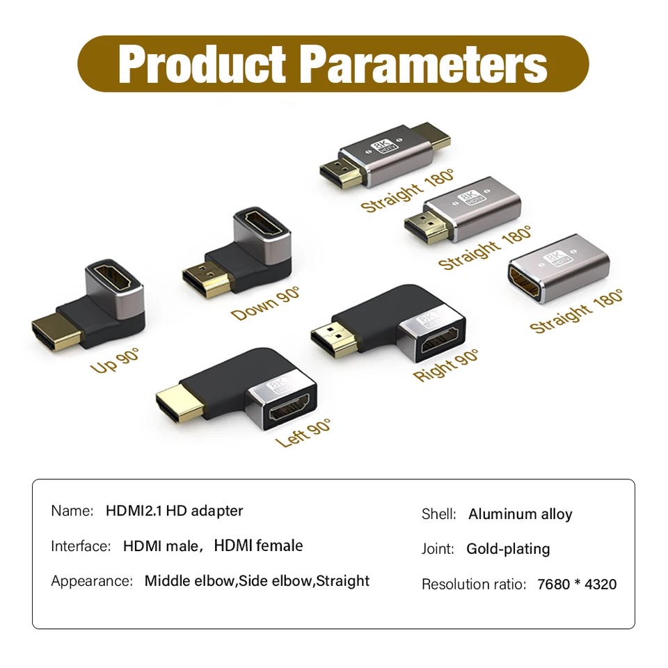 Adattatore HDMI 2.1 da 90 gradi mini porta micro HDMI per uscita video HDR 8K 60Hz 4K 120Hz 48Gbps compatibile con computer portatile TV HD