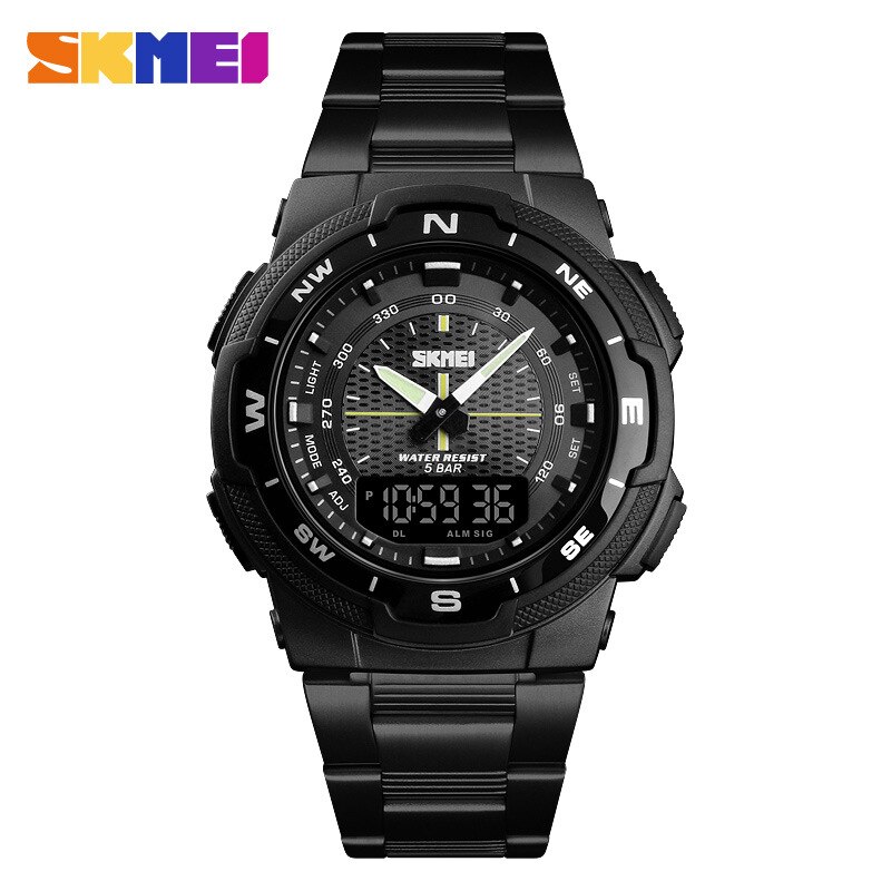 SKMEI1370 Mannen Shi Ying Elektronische Dubbele Display Strip Horloge Lichtgevende Wekker Week Datumweergave