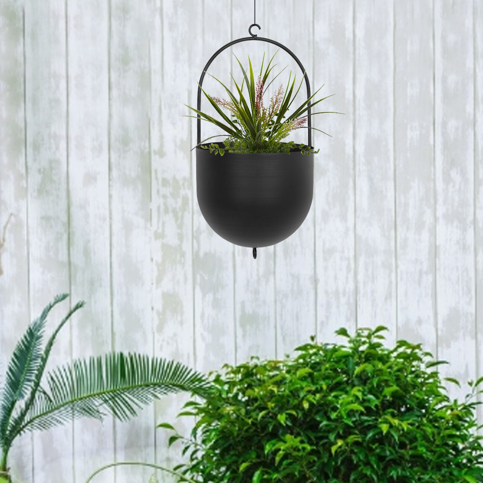 Nordic Wrought Iron Hanging Pot Metal Hanging Flower Pot Round Metal Plant Hanger Hanging Planter Home Garden Balcony Decoration