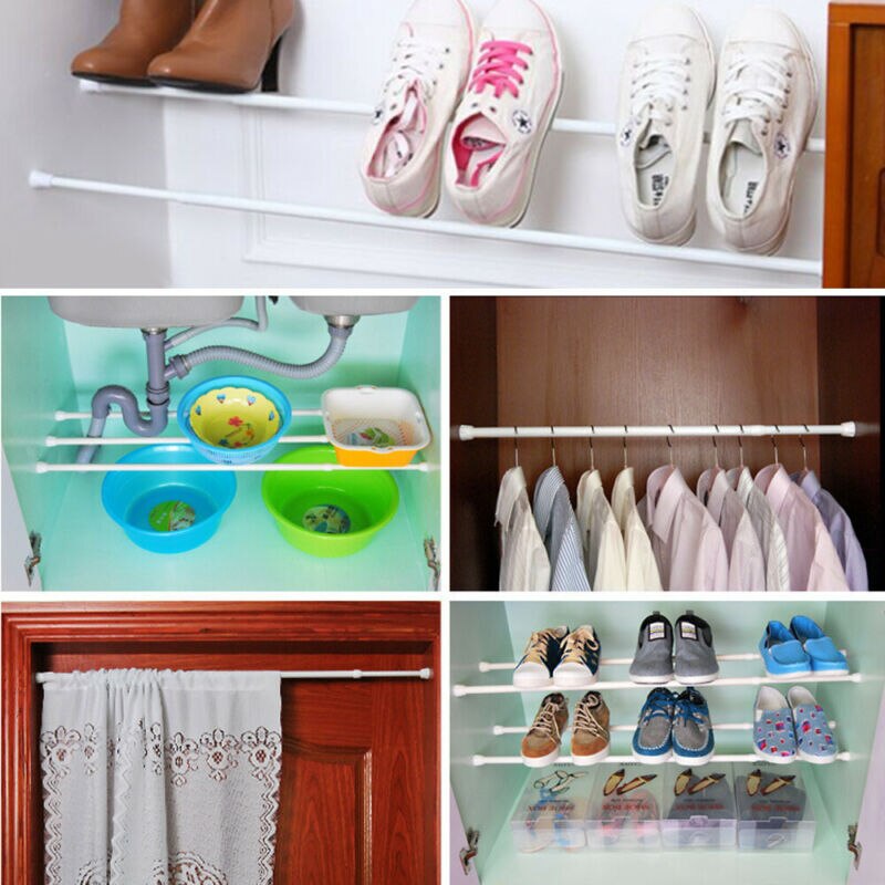 Extendable Spring Loaded Telescopic Net Voile Tension Curtain Rail Pole Rods