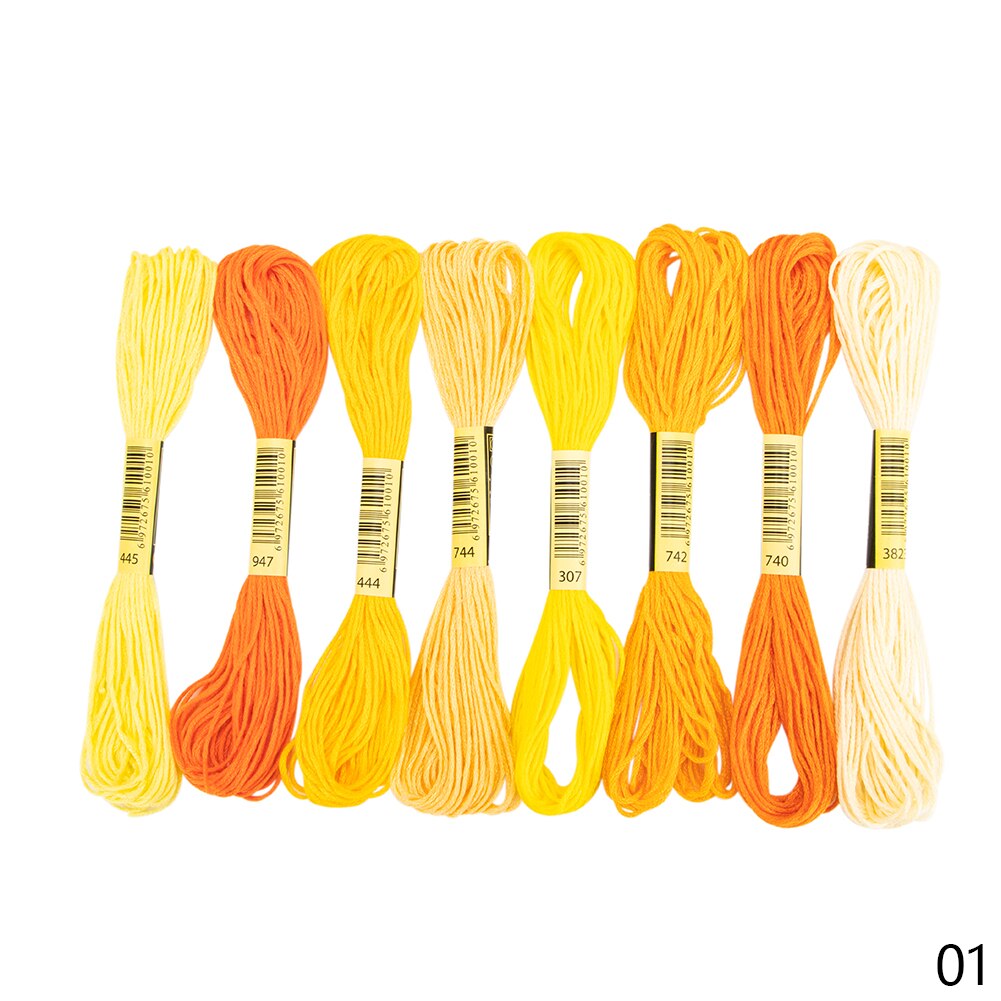 8Pcs Multicolor Anker Soortgelijke Draad Kruissteek Katoen Naaien Strengen Borduurgaren Floss Kit Diy Naaien Gereedschap Craft: Yellow