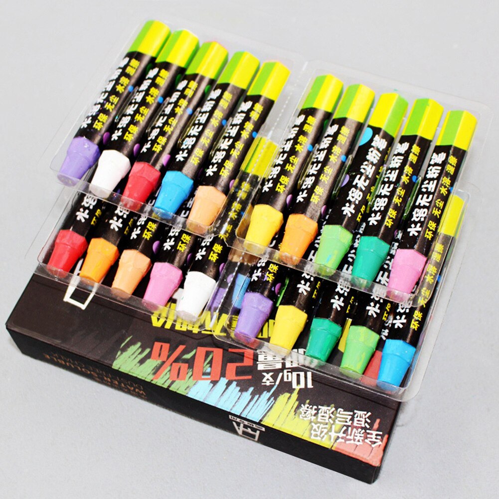 20pcs/box Teaching Tools Teacher Children Comfortable Grip Bright Color Toddlers Dust Free Chalk Office Marking Water Soluble