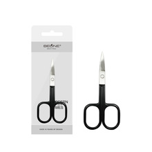 Tijeras de maquillaje de acero inoxidable, punta afilada/REDONDA/inclinada con mango de pintura de Piano, tijeras para pelo de nariz y cejas, herramienta de depilación facial