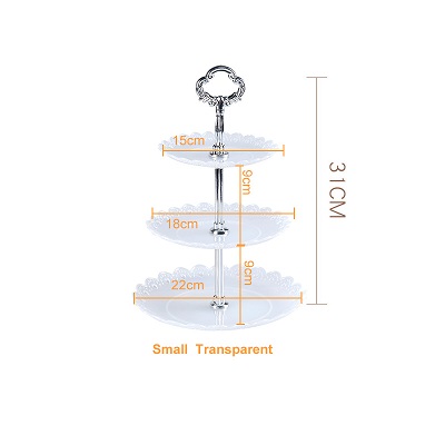 Soporte de 3 capas para pastel de dulces, mesa de postre para de boda, plato de fruta, bandeja Retro, soporte de platos, bandeja de postre escalonada de plástico: TRANSPARENT