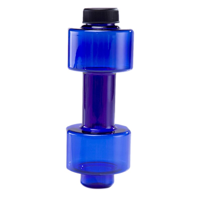 Botella de agua portátil para hombre, con mancuernas vaso de plástico para senderismo, gimnasio, deporte, Fitness, 550ml: Azul