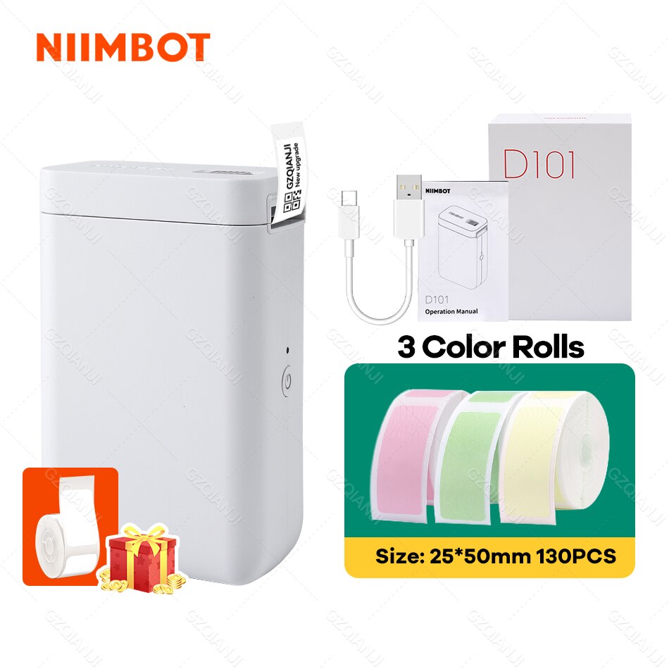 Niimbot D101 D11 Plus 24Mm Thermische Label Sticker Printer Inktloze Draagbare Pocket Barcode Maker Voor Mobiele Mini Machine: D101 add 3 Color