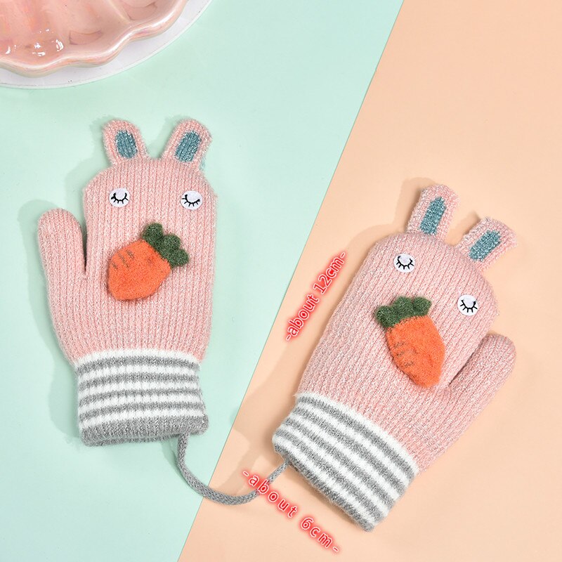 Winter gebreide kinderhandschoenen warme zachte konijnenwol cartoon kinderhandschoenen kindervingerhandschoenen voor jongens en meisjes