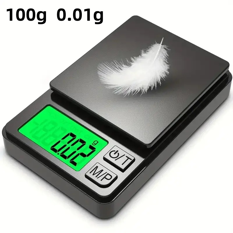 Balança de bolso de precisão 1000g x 0,01g - Balança digital de gramas para joias de alimentos/grãos com LCD retroiluminado - Mini balança para viagens: Dourado