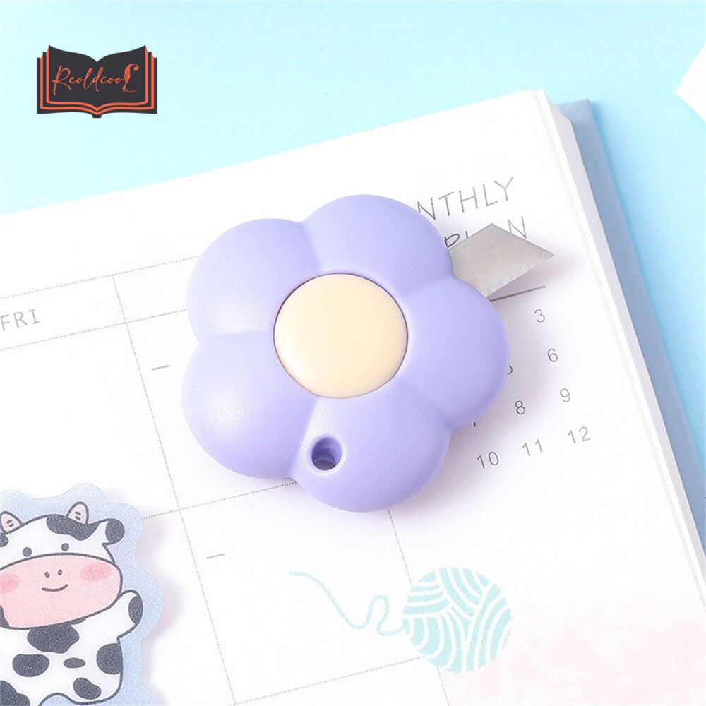 1pc Cute Flowers Art Cutter Portable Mini Utility Knife Student Art Supplies DIY Tools Stationery Paper Cutter