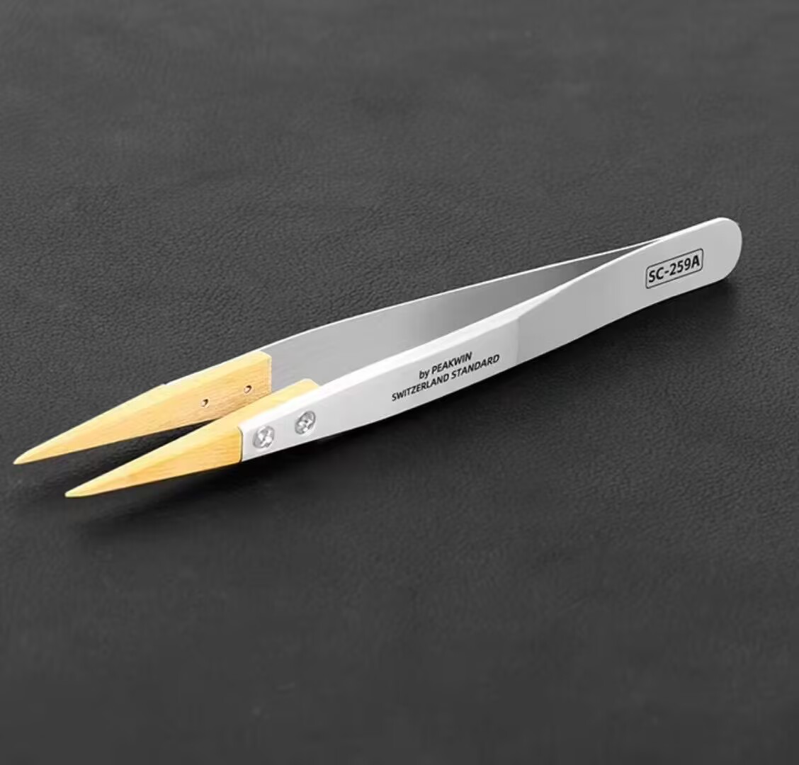 Horlogereparatietool, buxuspincet, antimagnetisch pincet, 27 # puntig pincet, geïsoleerd en niet beschadigd onderdelen: Black