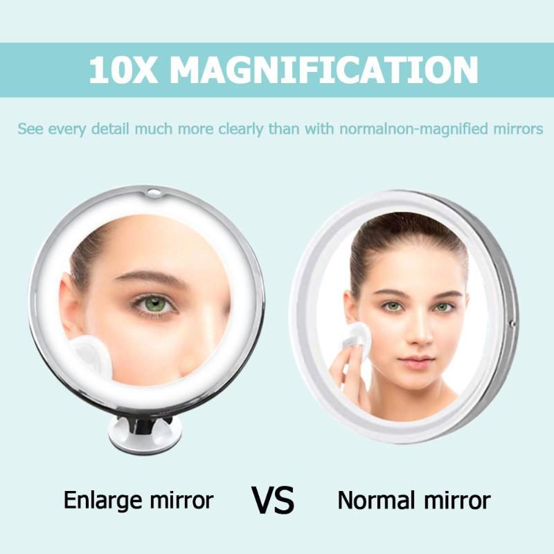 360 graders rotation led makeup spejle rund sugekop 10x forstørrelsesbelyste makeup spejle makeup værktøjer