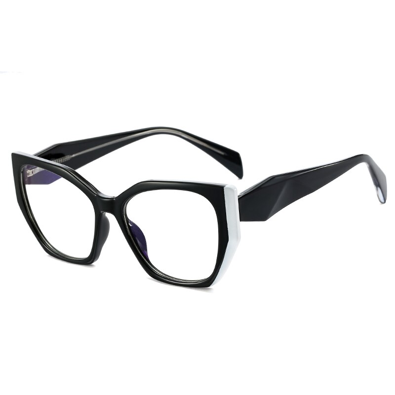 Luxury Eyeglass Frames For Women Cat Eye Brand Computer Glasses Frame TR90 Optical Anti Blue Light Eyeglasses: Black