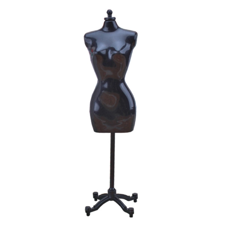 Poupée Mannequin avec support M07 22, robe de présentation complète du corps, robe de couturière, exposition de bijoux: black