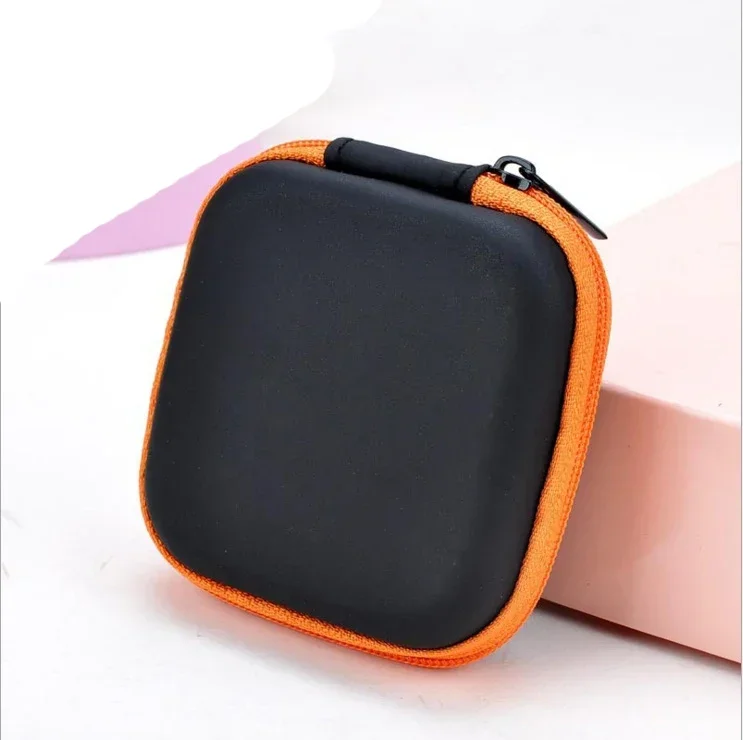 Nette freundlicher Mini Geldbörse Reißverschluss Brieftasche Frauen Damen Männer Reise Kopfhörer Schlüssel USB Kabel SD Karte Halfter Tasche fallen: Orange