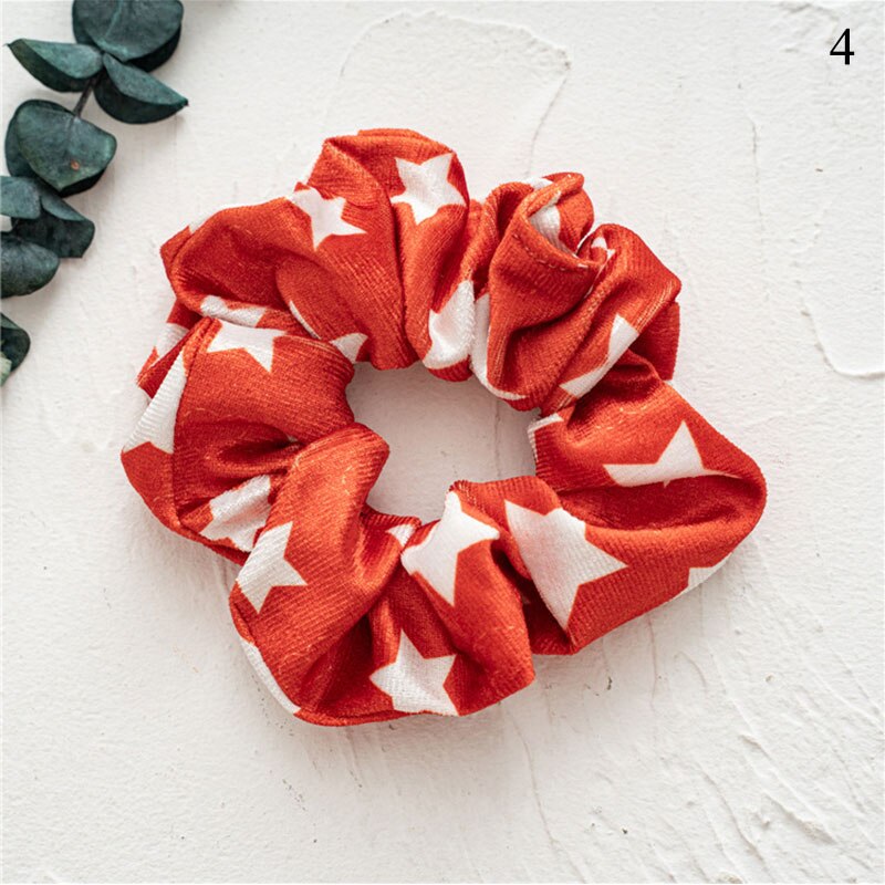 Coleteros elásticos de franela roja para el pelo para mujer, 1 Uds., coletero con dibujo de dibujos animados, accesorios para el cabello de Navidad: 4