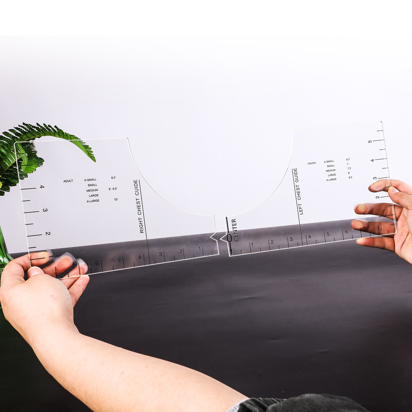 4PCS T-Shirt Alignment Rulers For Guiding T-Shirt Rulers With Size Chart DIY Drawing Template Craft Tool Drafting