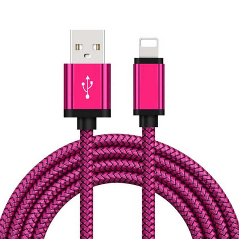 Nylon USB Schnelle Ladekabel Für Apfel iPhone XR XS MAX X 8 7 6 S 5 S 5 6 Plus ipad Mini Telefon Beleuchtung Ladung Daten Kabel: rose rot / 3m